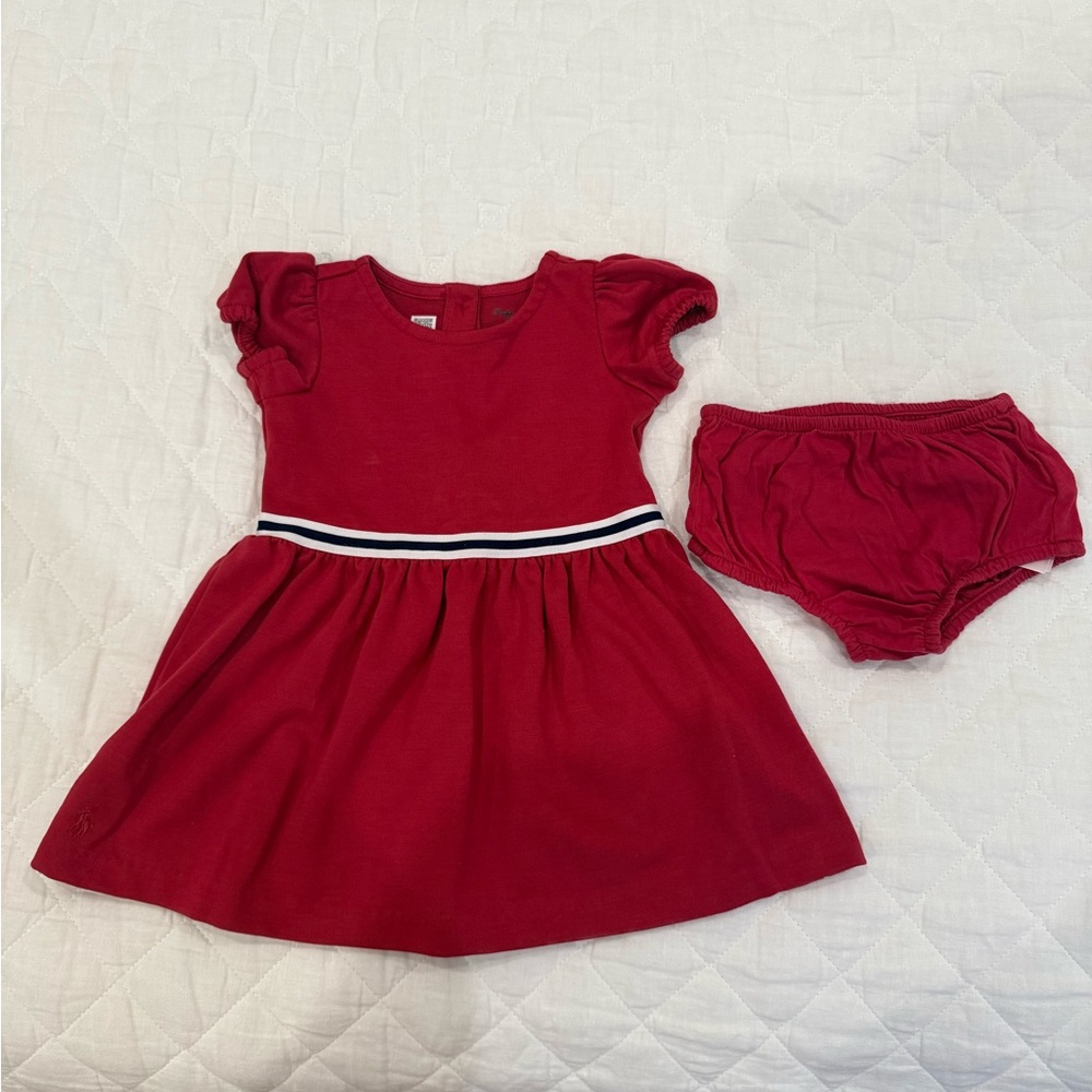 Ralph Lauren Red Baby dress with bloomers 9M